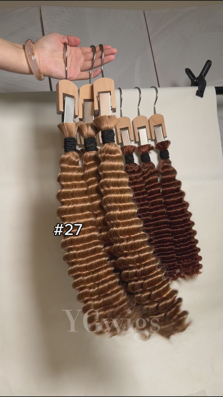 #33 Dark Auburn Brown Bulk Hair For Braiding Deep Wave BU36
