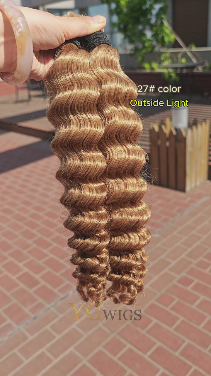 #27 Medium Blonde Bulk Hair For Braiding Deep Wave BU06