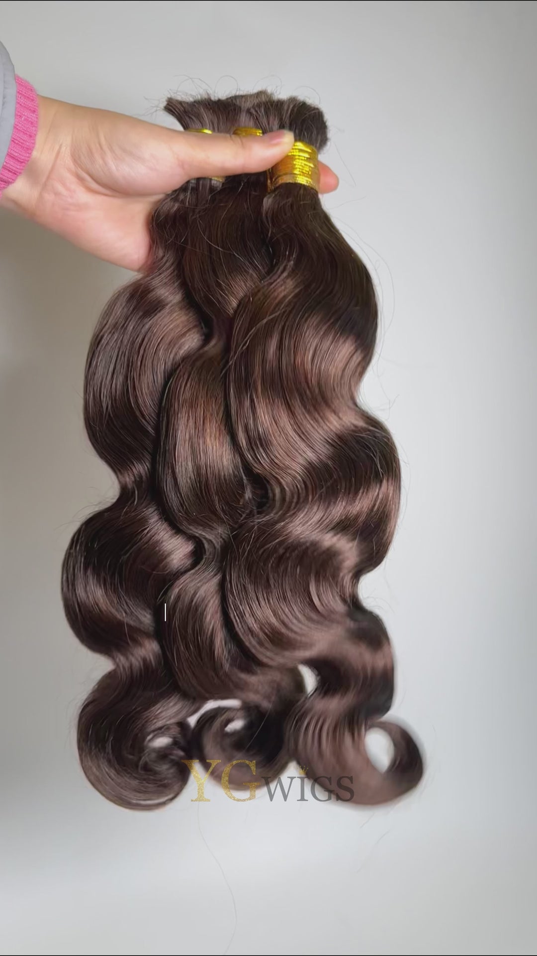 Cheveux en vrac ondulés brun foncé à double tirage pour tressage BU59