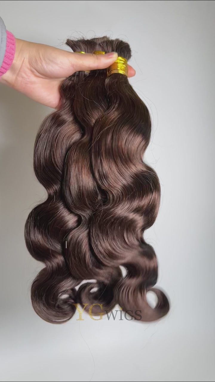 Cheveux en vrac ondulés brun foncé à double tirage pour tressage BU59