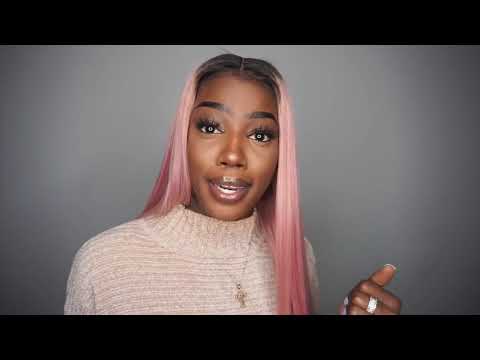 13x6 Glueless Hd Lace Pink Wig Dark Roots-HD51