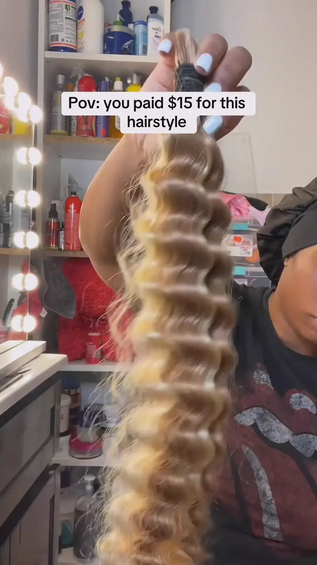 Tiktok Influencer-Idfwyou Is Showing The Process Of Braiding #27/#613 Piano-Colored Dark Wavy Hair-01