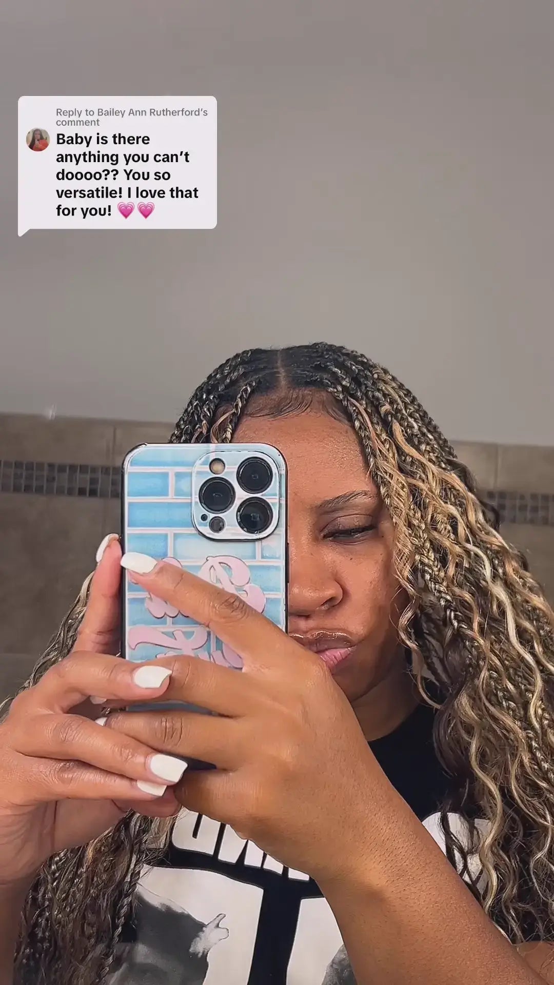 Tiktok Influencer-Idfwyou Is Showing The Process Of Braiding #27/#613 Piano-Colored Dark Wavy Hair