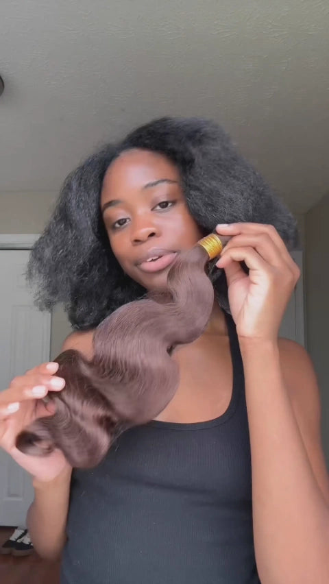 Tiktok Influencer-naomiii Showing The Braiding Process Of Dark Brown Body Wave Bulk Hair