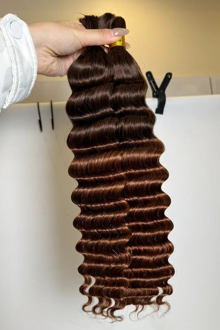 Zweifarbiges Haar #4/30 Deep Wave Bulk Hair Doppelt gezogen BU62
