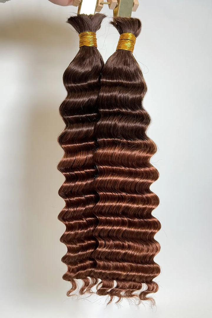 Zweifarbiges Haar #4/30 Deep Wave Bulk Hair Doppelt gezogen BU62