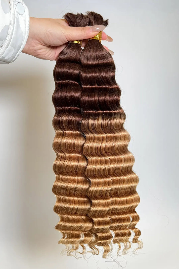 Cabello ondulado profundo de dos tonos color n.° 4/27, doble estiramiento BU61
