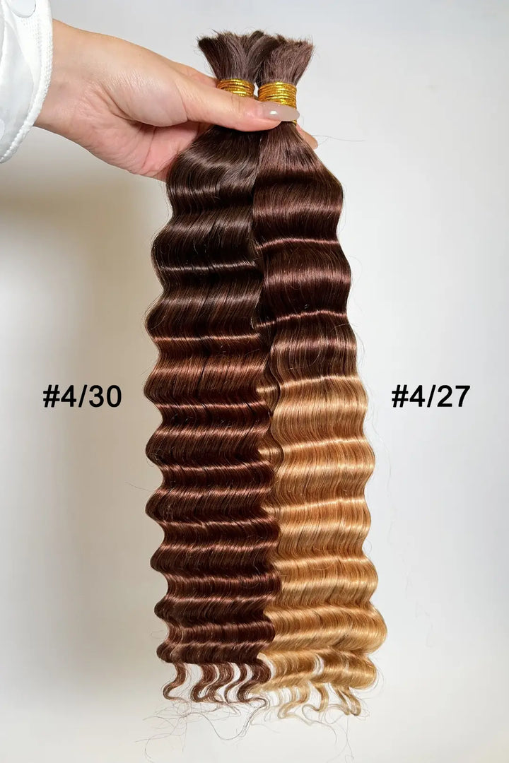 Zweifarbiges Haar #4/30 Deep Wave Bulk Hair Doppelt gezogen BU62