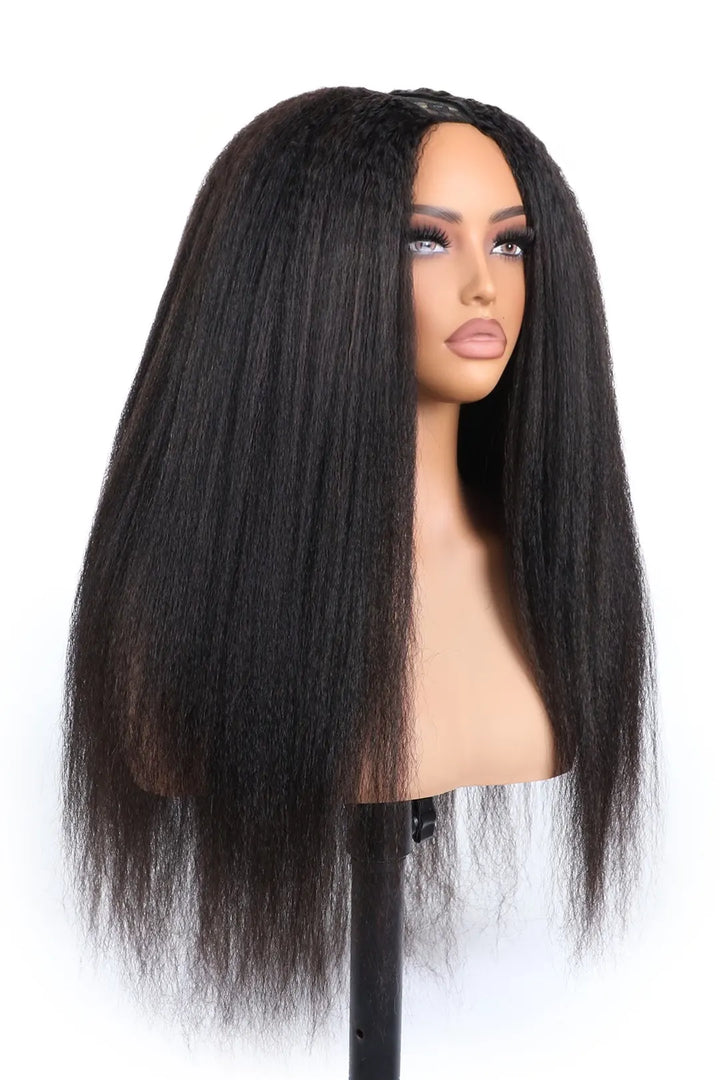 U Part Wig Kinky Straight Human Hair Beginner Friendly Side