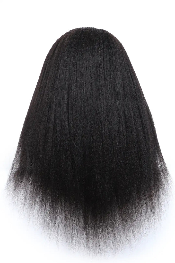 U Part Wig Kinky Straight Human Hair Beginner Friendly Back