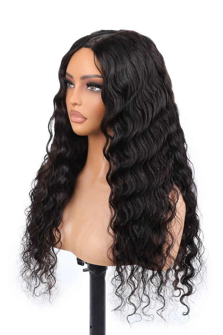 U Part Wig Loose Wave Human Hair Beginner Friendly Side