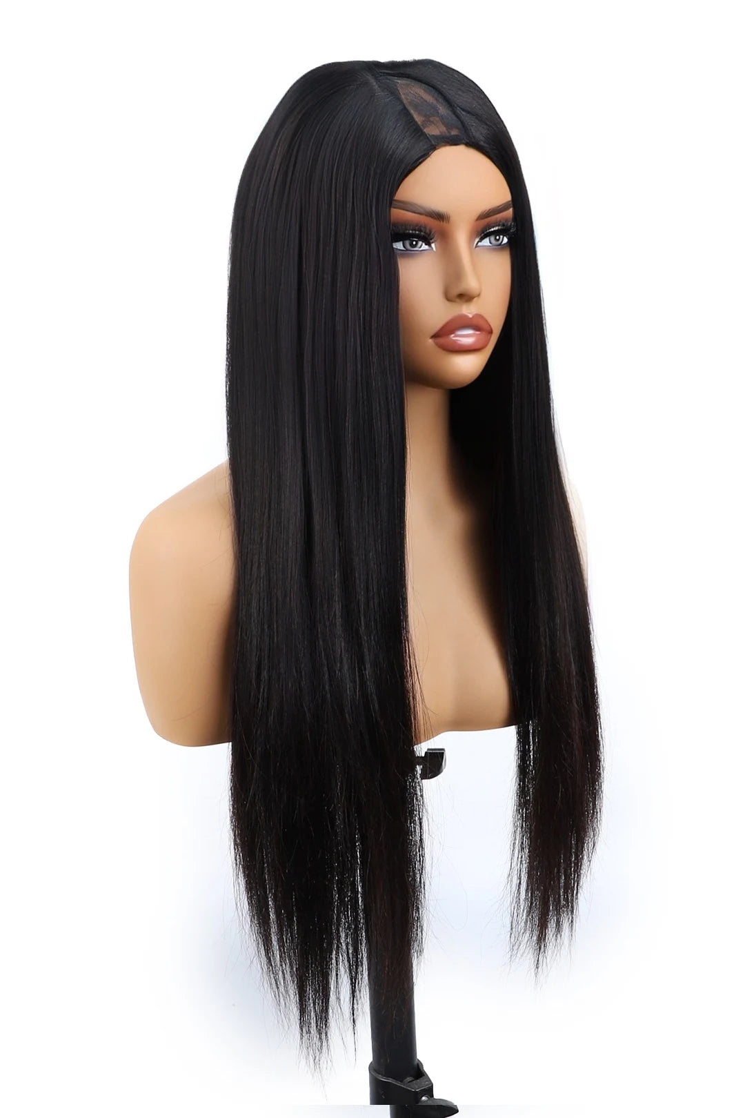 U Part Wig Straight Human Hair Beginner Friendly Side