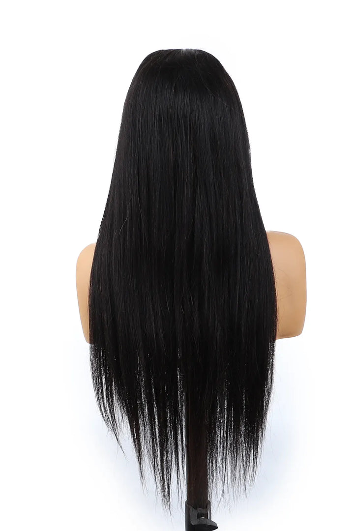 U Part Wig Straight Human Hair Beginner Friendly Black