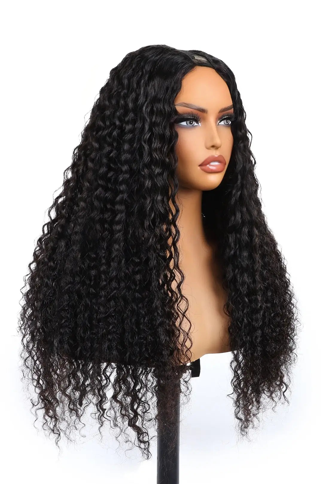 U Part Wig Deep Curly Human Hair Beginner Friendly Side