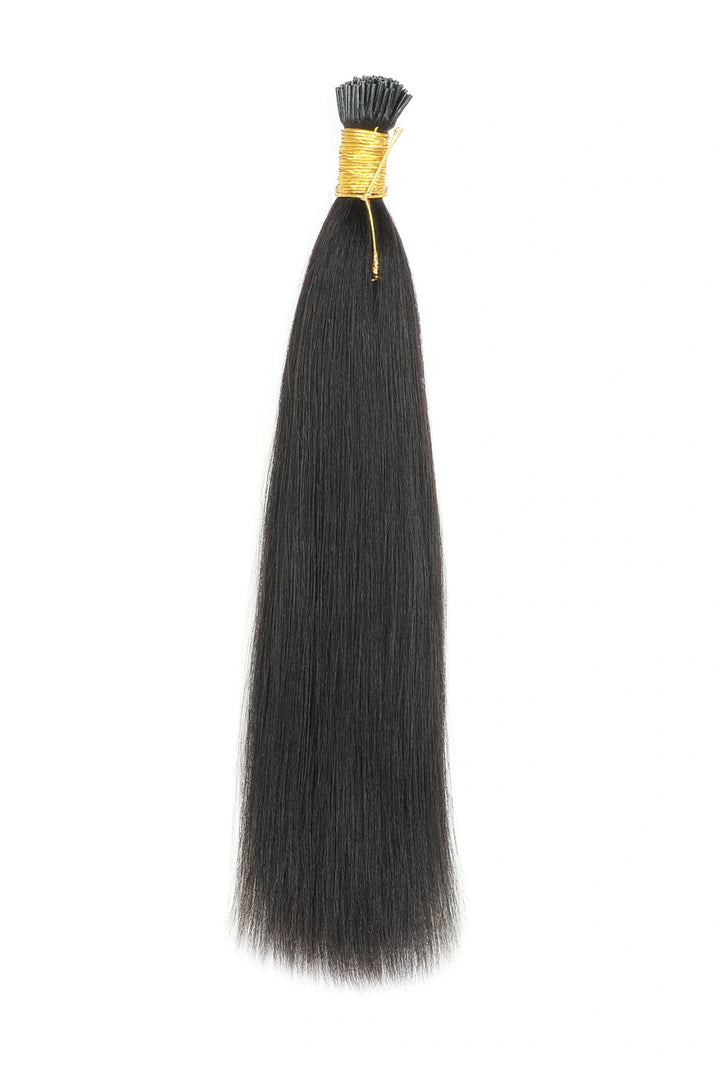 Yaki I Tip Human Hair Extensions Natural Black Remy Hair