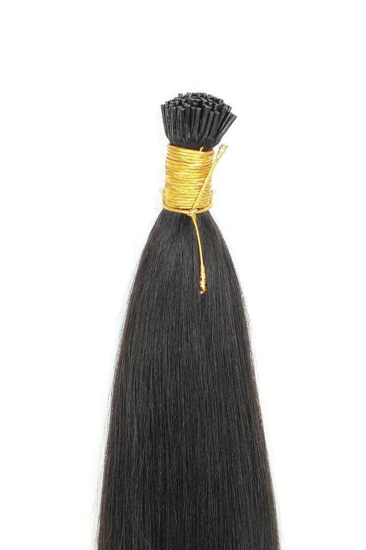 Yaki I Tip Human Hair Extensions Natural Black Remy Hair  3