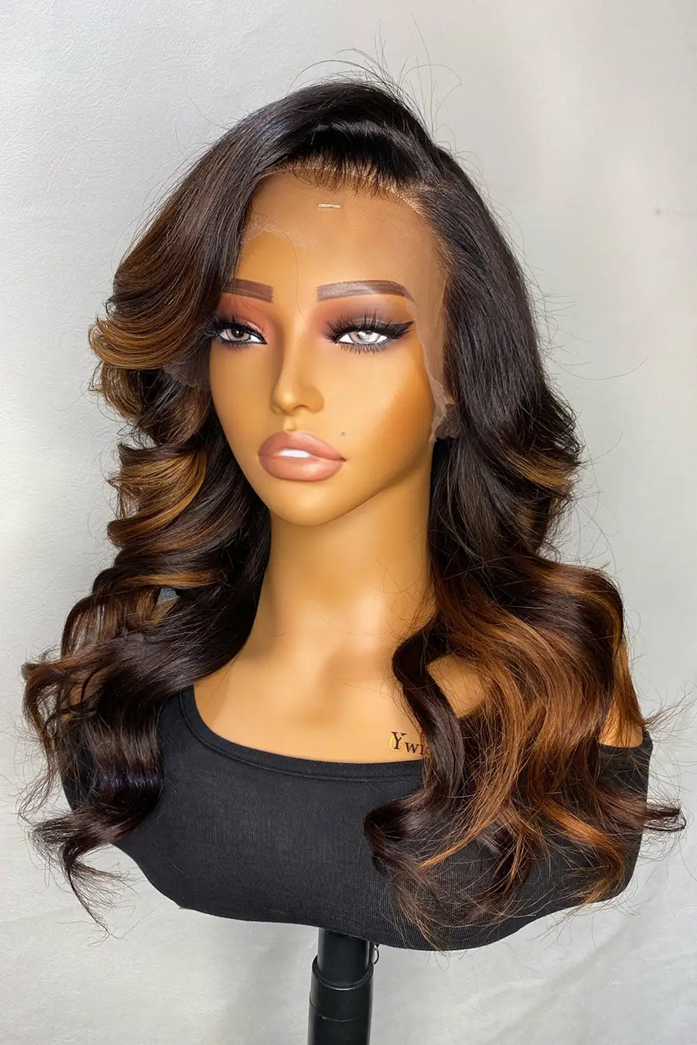 Designer Wigs-13*6 HD Ombre Brown Dark Roots Wave Wig