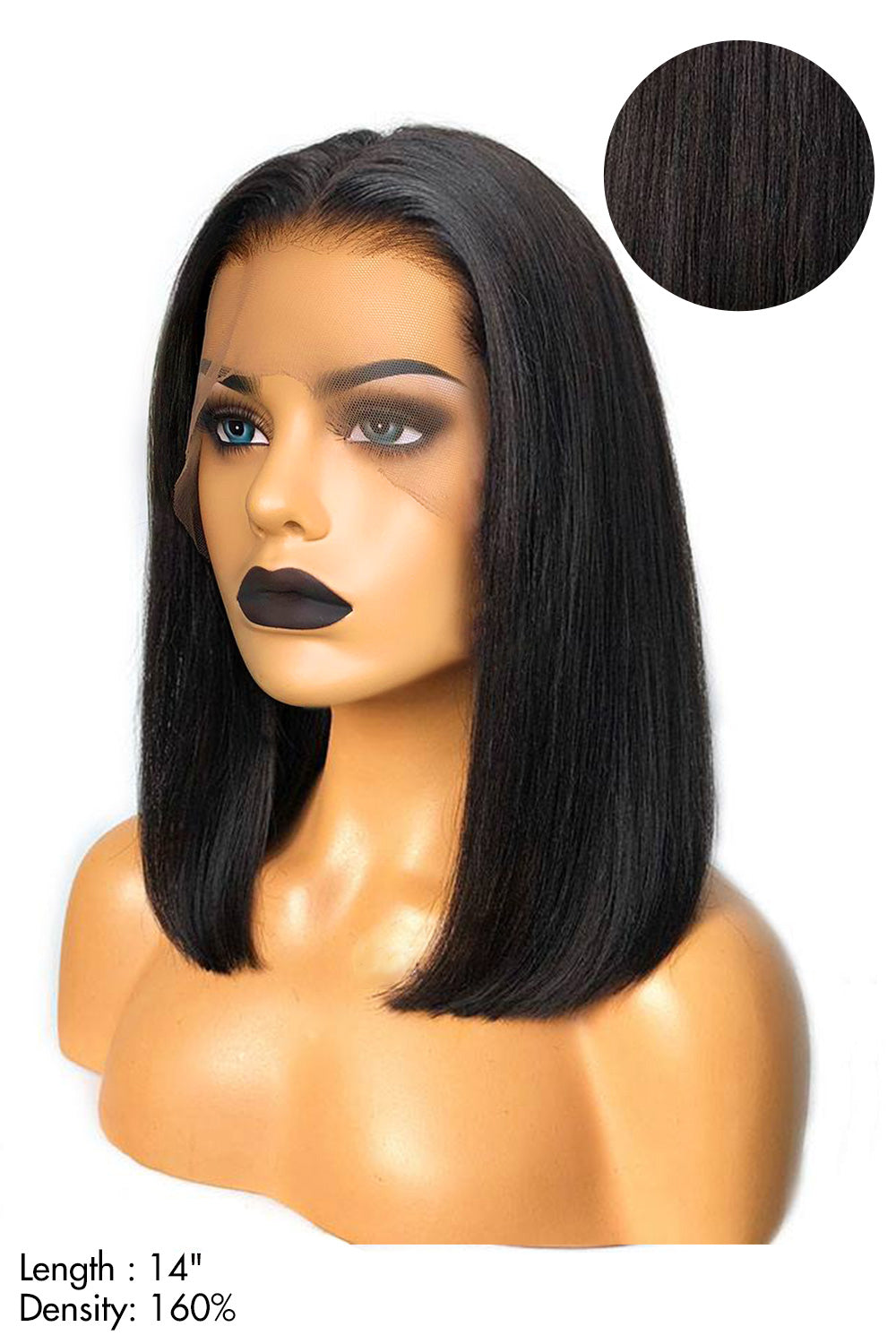Shoulder Length Long 14 inch Bob 13x6 HD Glueless Lace Front Wig