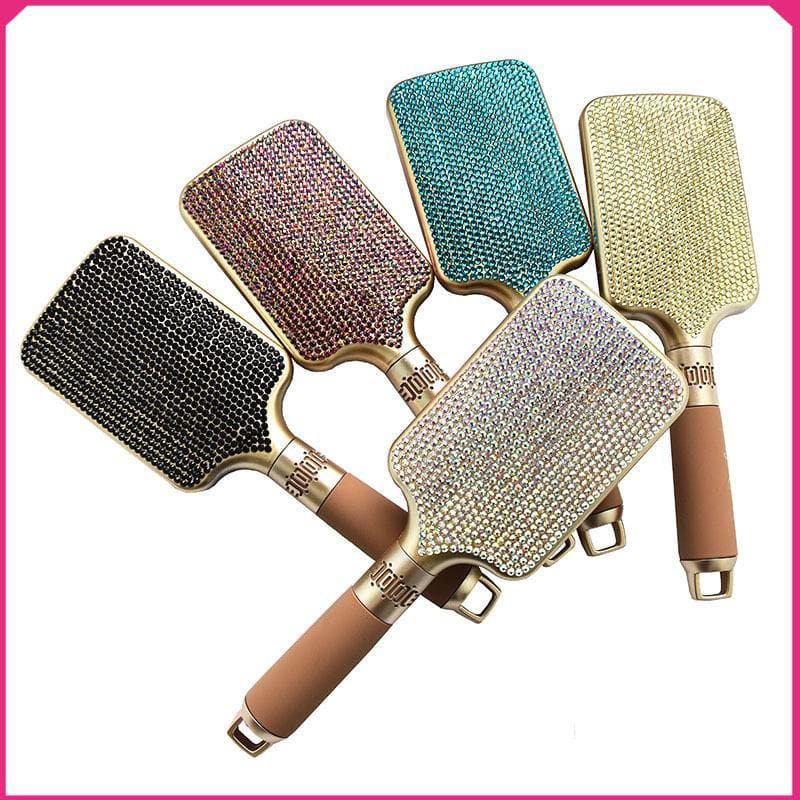 Lovely Handmade Bling Crystal Cute Rhinestone Hair Comb Brush W/Air Cushion - Yghairs