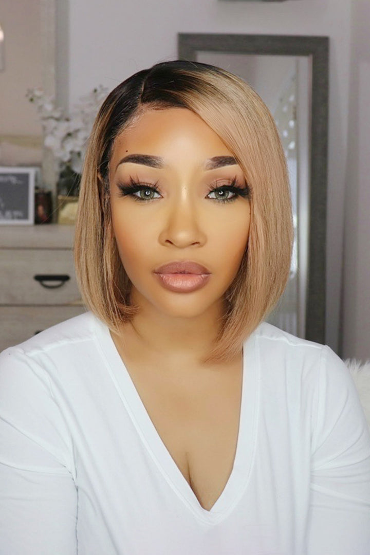 Perruque Lace Front Wig Bob d'été mignonne, cheveux humains vierges