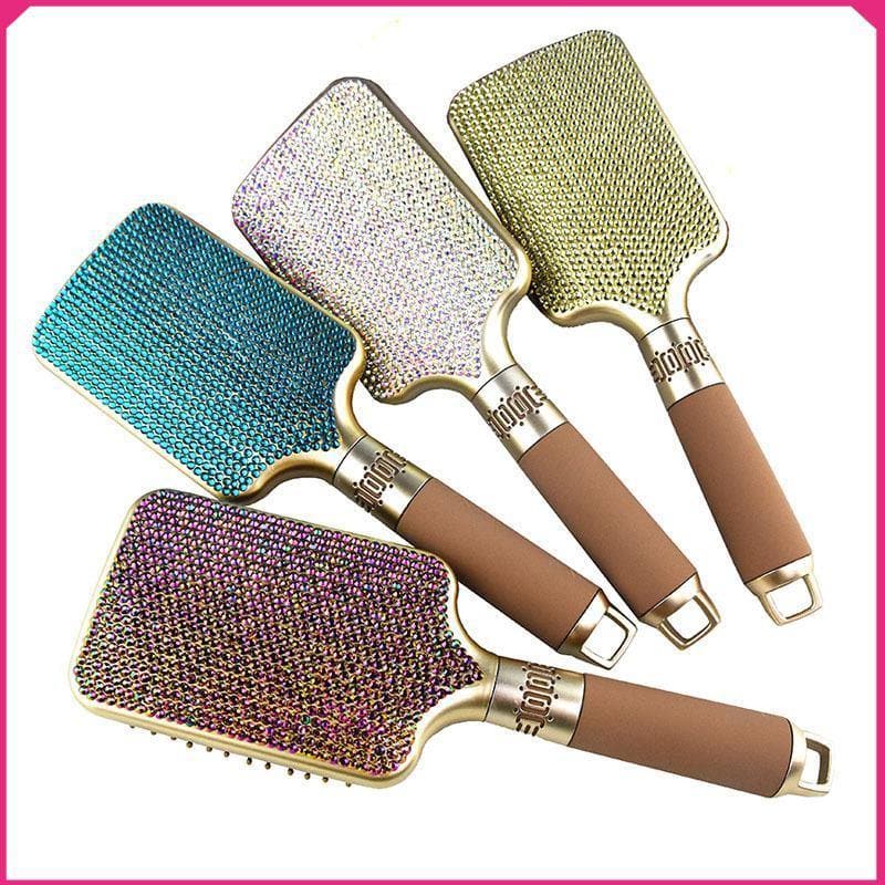 Lovely Handmade Bling Crystal Cute Rhinestone Hair Comb Brush W/Air Cushion - Yghairs