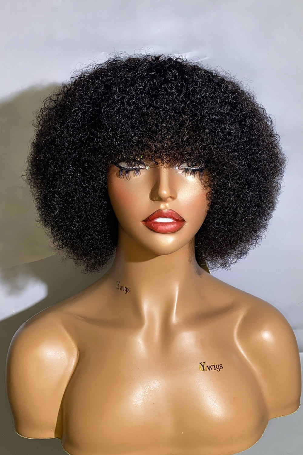 Designer Wigs-Coily Curly Non Lace Scalp Top Human Hair Wigs