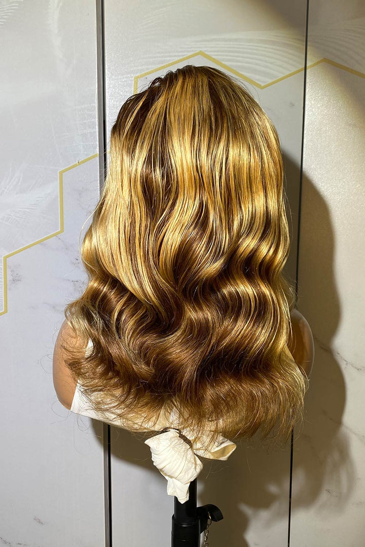 Perruques de créateurs-13x4 Lace Front Ombre Blond Mix Couleur Bob Perruque