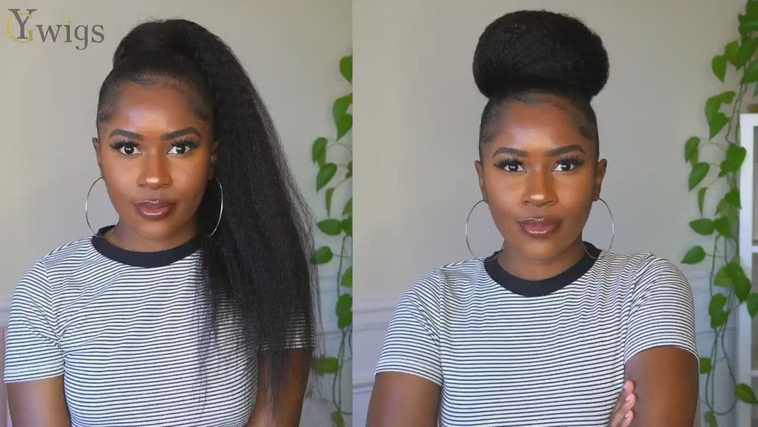 Kinky Straight Natural Mix Color Drawstring Ponytail 120-150g