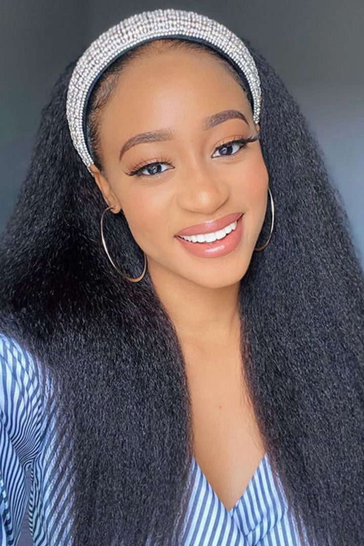 Perruque bandeau droite Yaki lourde Styles de cheveux humains HBW23