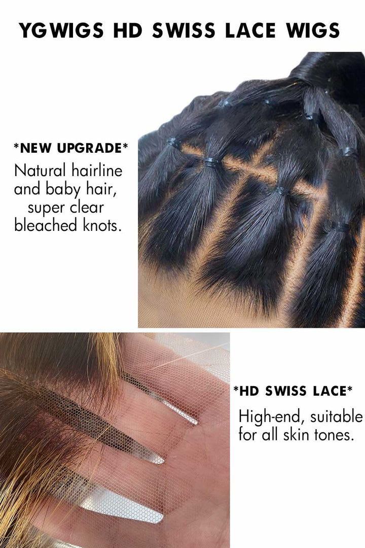 13*6 HD Glueless Lace Front Natural Human Hair Wave Fake Scalp Wigs-3