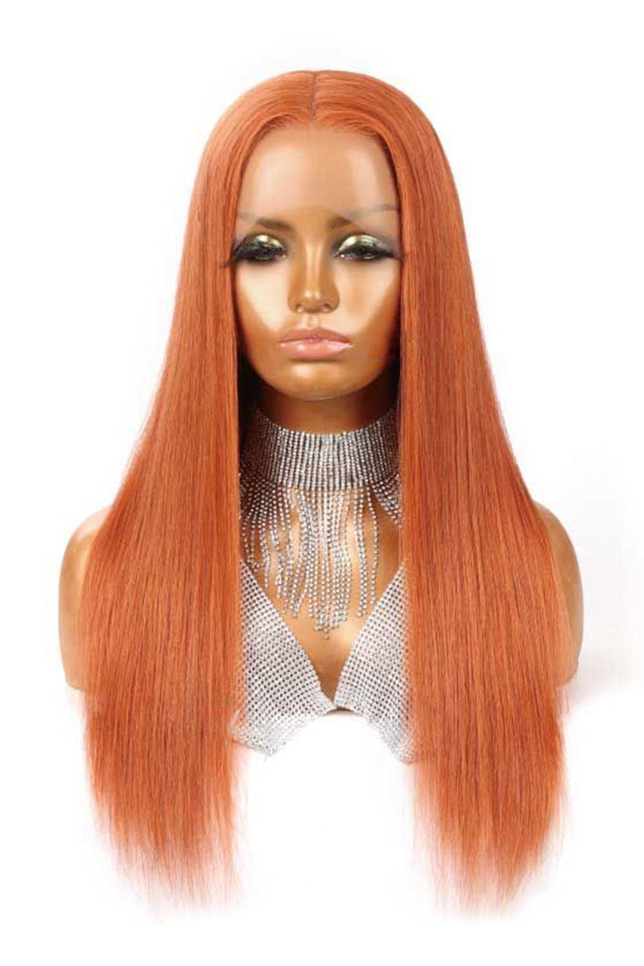 13x6 Glueless Hd Lace Wig Ginger Orange Straight-HD41