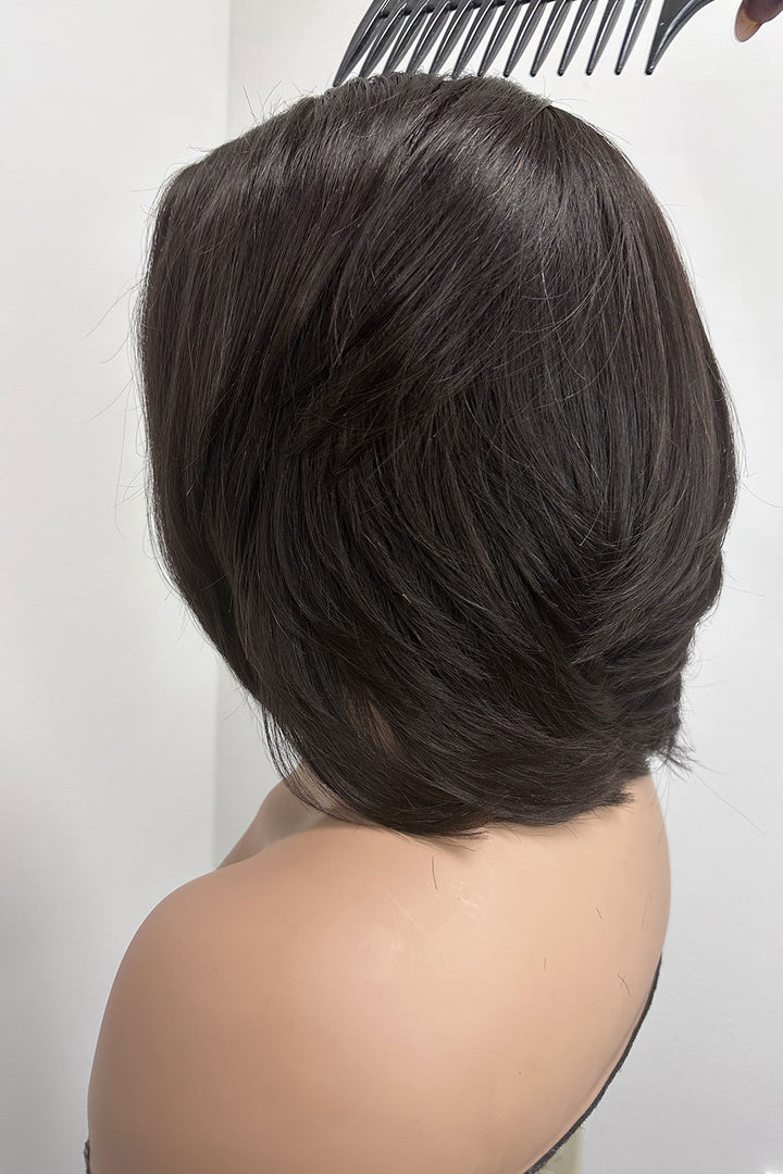 Designer Wigs- 13*4 Transparent Lace Front Wig Human Hair Styles Pixie Bob