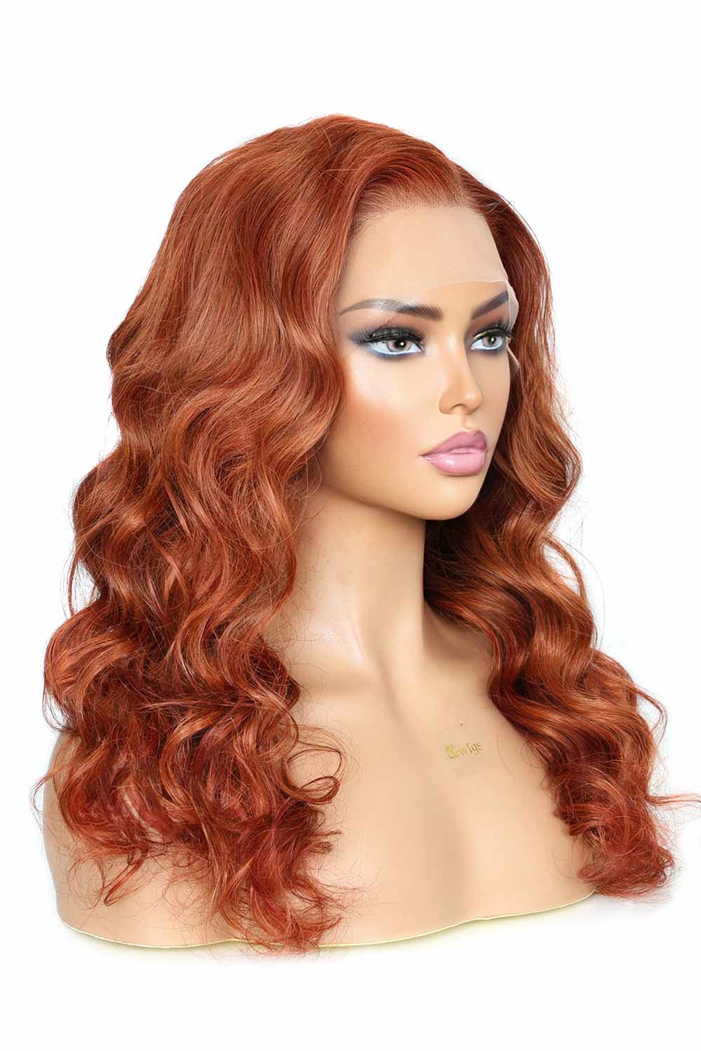 Perruque Lace Wig HD sans colle 13x6, Body Wave brun rougeâtre-HD69