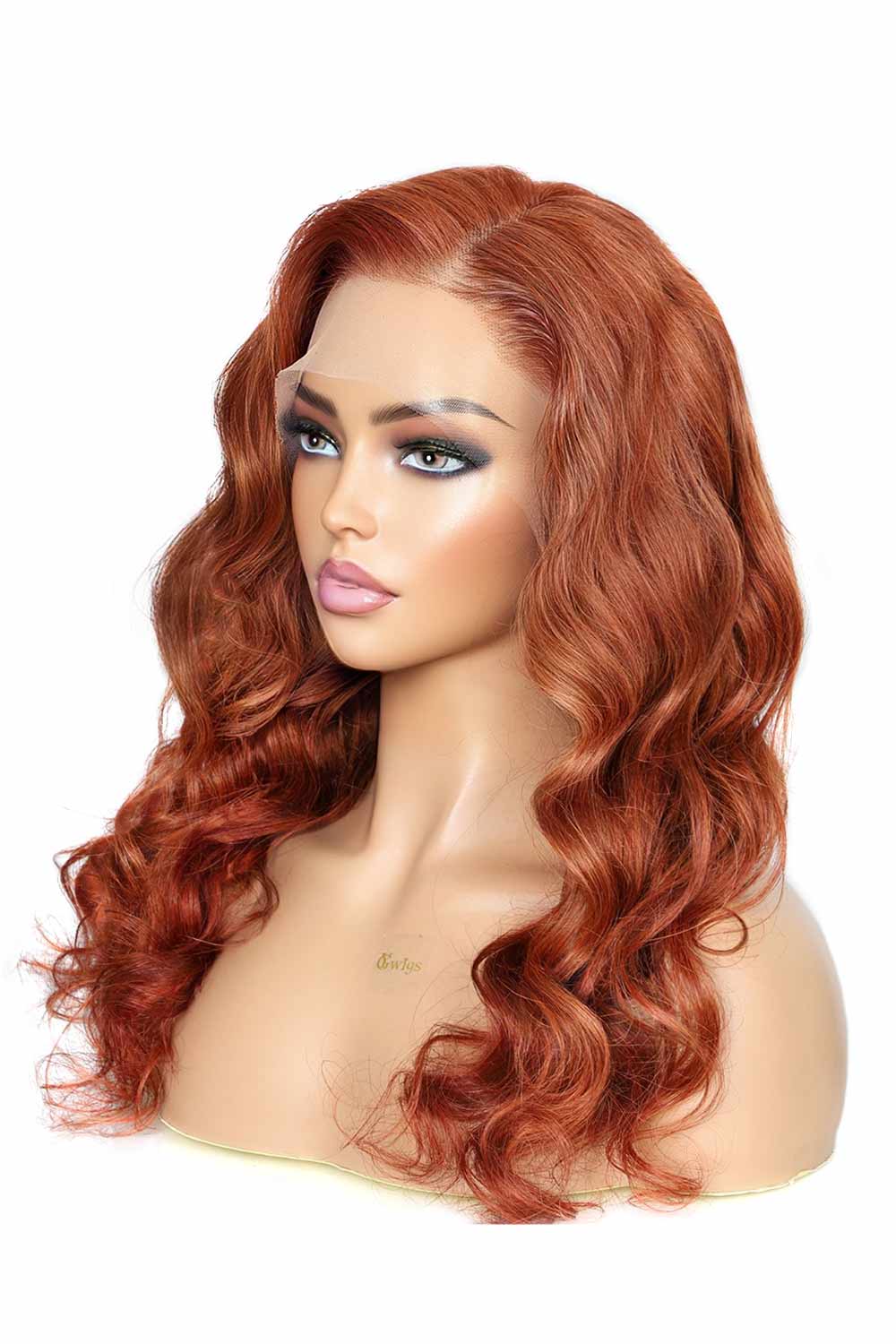 Perruque Lace Wig HD sans colle 13x6, Body Wave brun rougeâtre-HD69