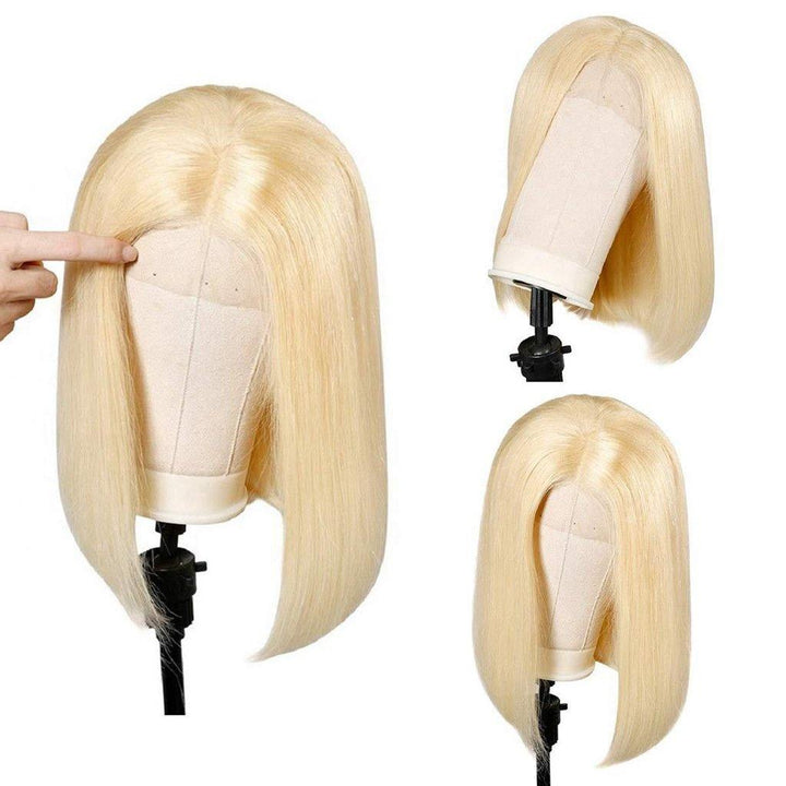 13*4 Virgin Human Hair Lace Front Colored Bob Wigs 134CST10 - ygwigs