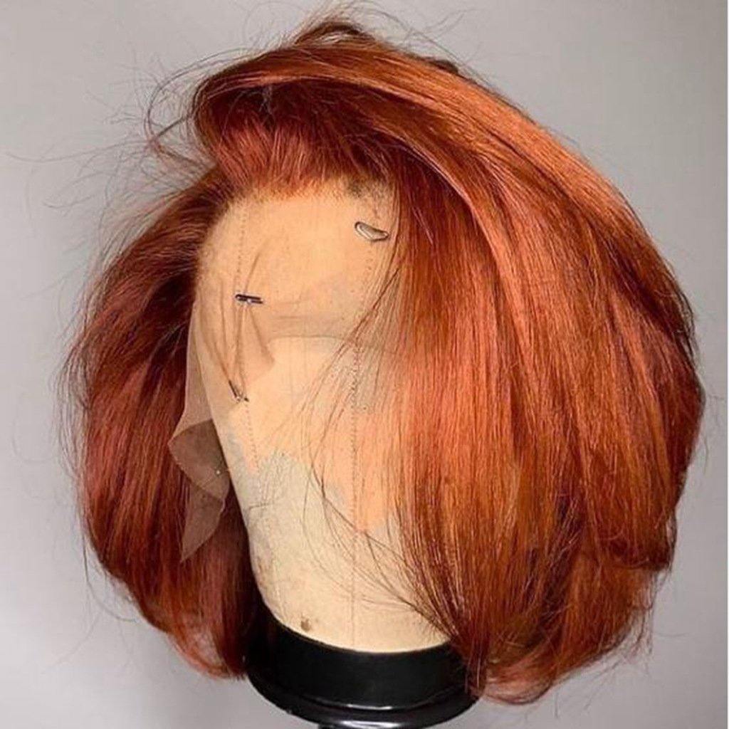 13*4 Virgin Human Hair Lace Front Colored Bob Wigs 134CST10 - ygwigs