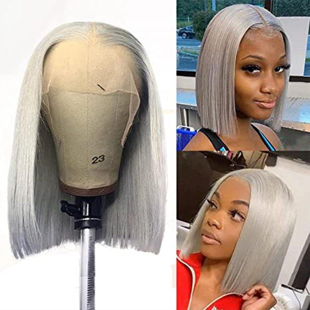 13*4 Virgin Human Hair Lace Front Colored Bob Wigs 134CST10 - ygwigs