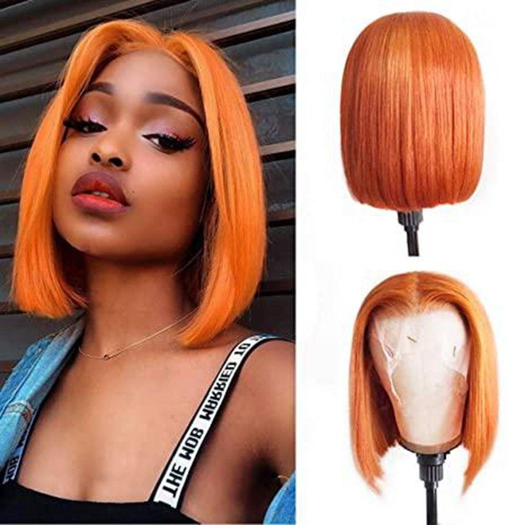 13*4 Virgin Human Hair Lace Front Colored Bob Wigs 134CST10 - ygwigs