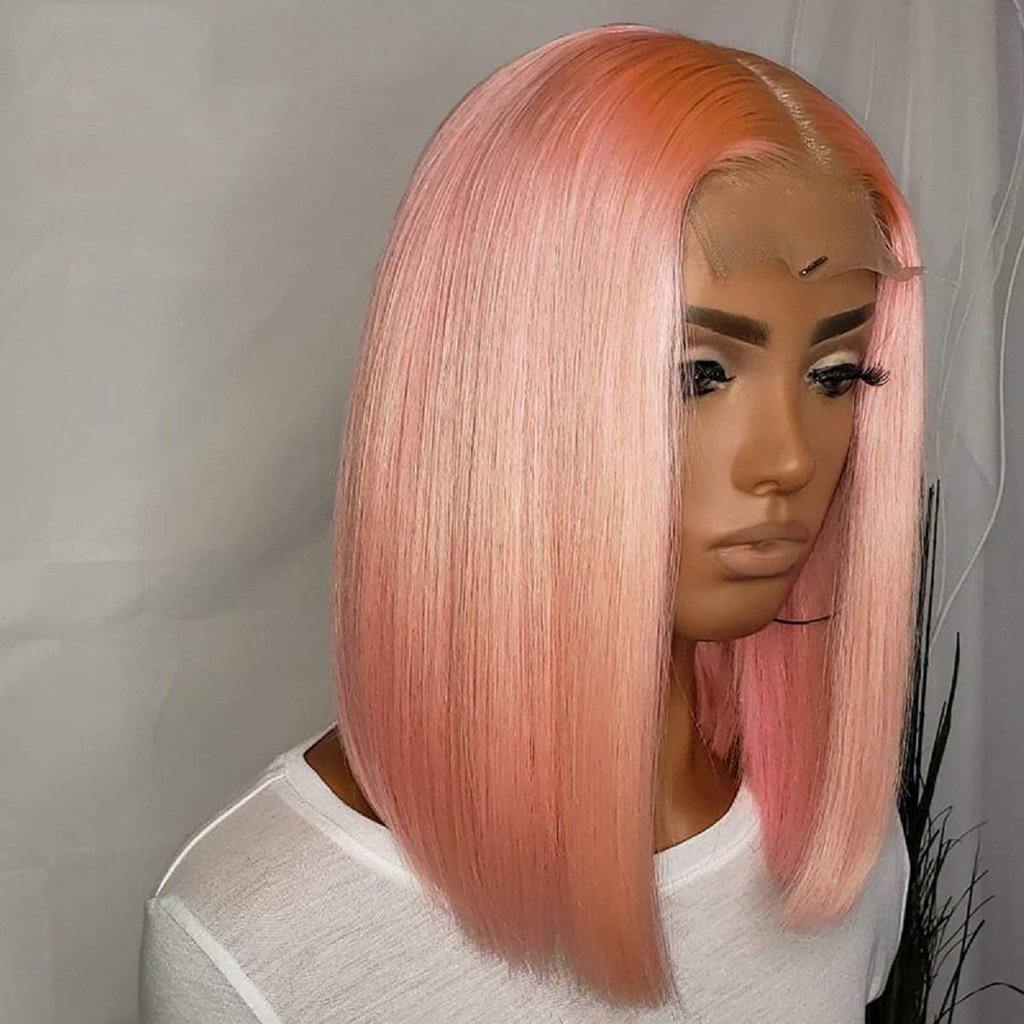 13*4 Virgin Human Hair Lace Front Colored Bob Wigs 134CST10 - ygwigs