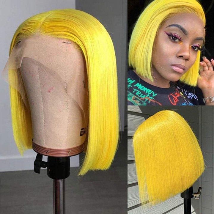 13*4 Virgin Human Hair Lace Front Colored Bob Wigs 134CST10 - ygwigs