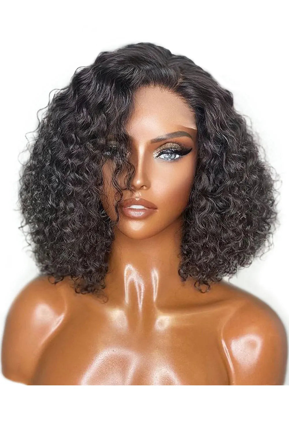 13x6 HD sans colle dentelle avant cheveux naturels boucles humides faux cuir chevelu Bob perruque