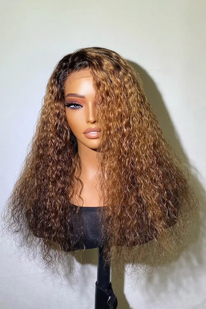 Designer Wigs-Gorgeous Mix Color Chestnut Brown Deep Wave 5x5 HD Lace Wig