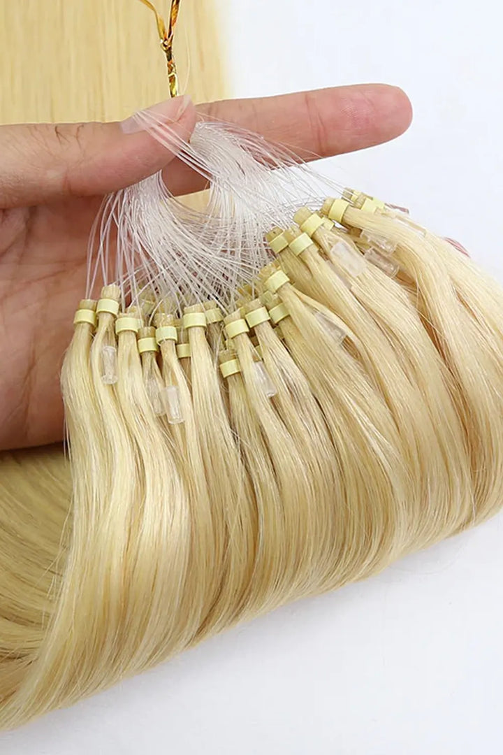Colored Micro Link Hair Extension Black and Grey, Blonde and Brown