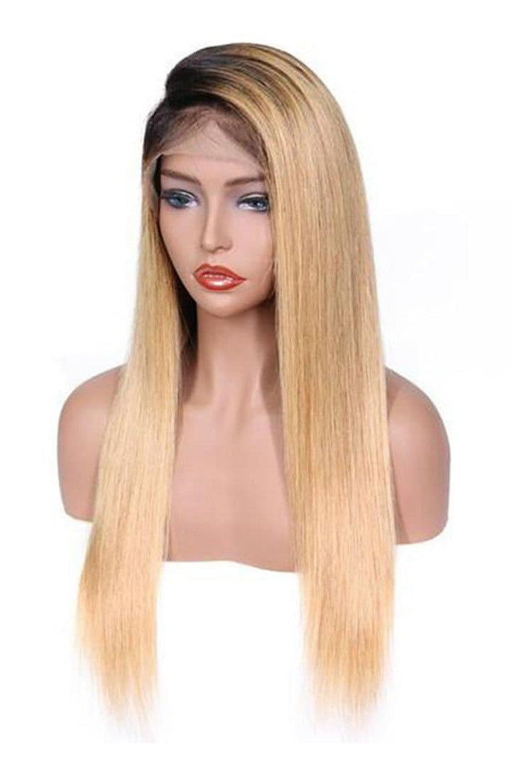 13x6 sans colle HD dentelle fraise blonde avec racines foncées-HD50