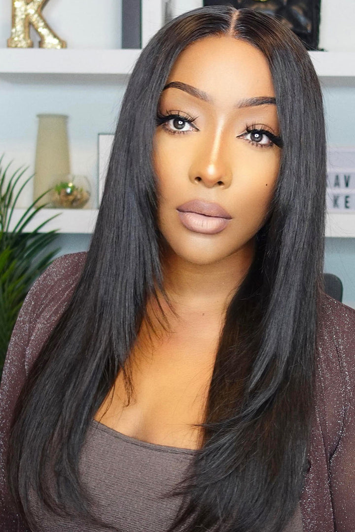 13x6 HD Klebstofflose Perücke Feder Gerade-HD02