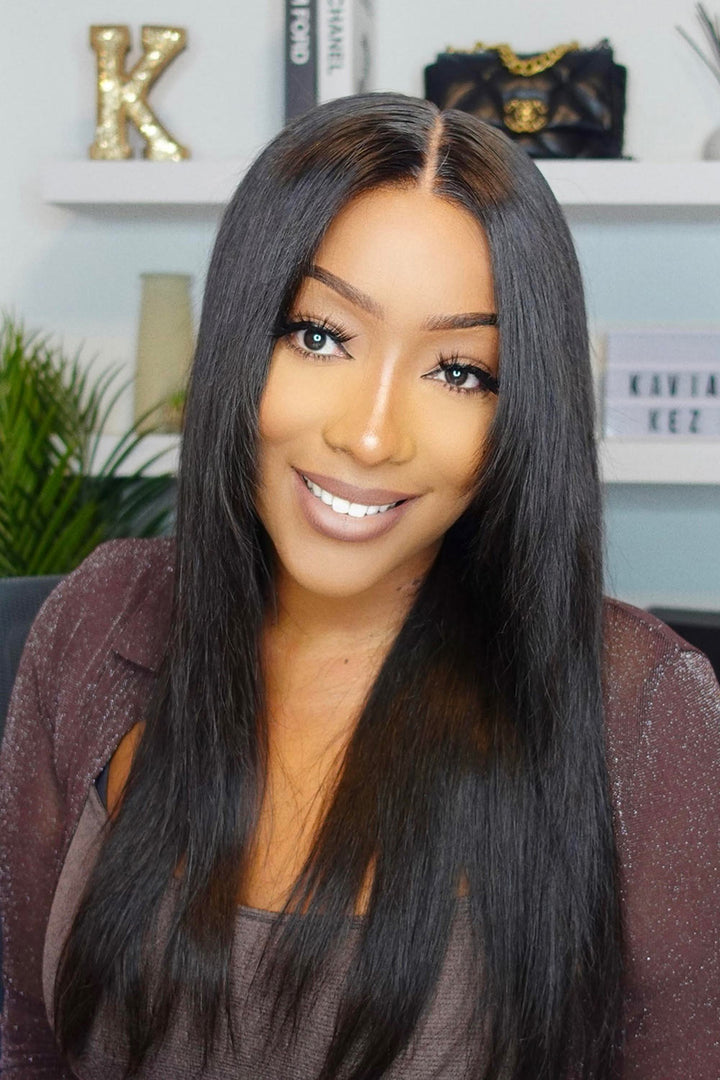 13x6 HD Klebstofflose Perücke Feder Gerade-HD02