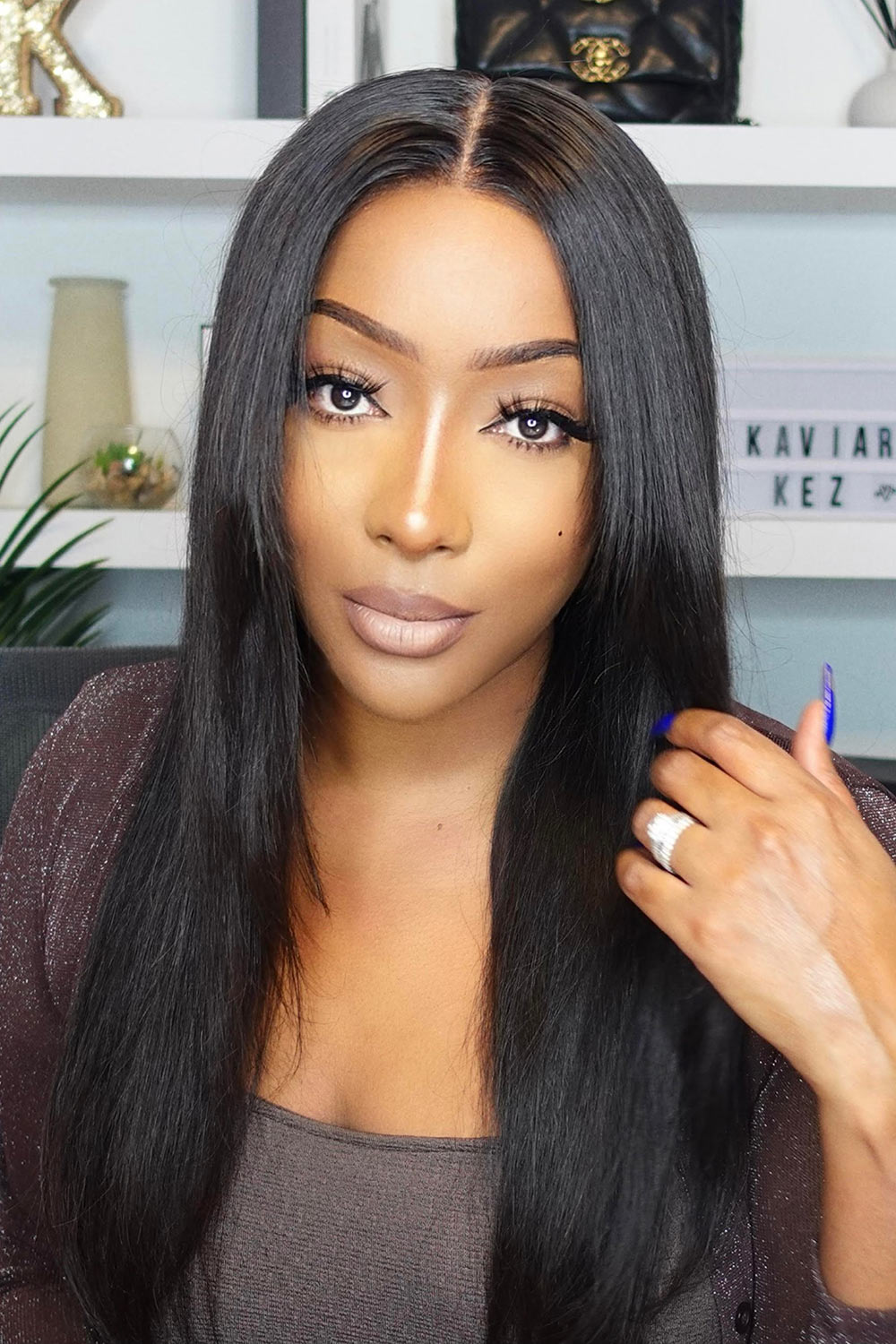 13x6 HD Klebstofflose Perücke Feder Gerade-HD02