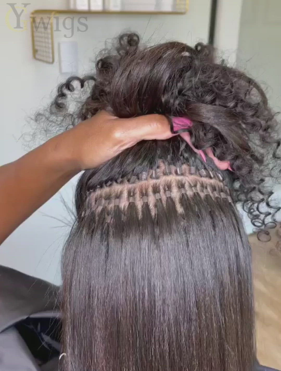 Micro Ring Human Hair Kinky Straight Extensions For Black Hair