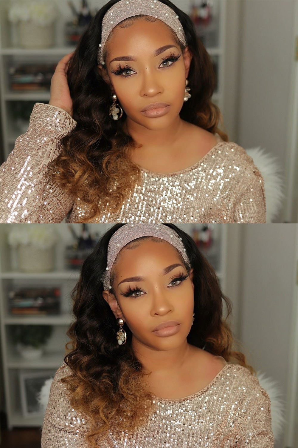 Ombre Body Wave Mode Stirnband Perücke Menschliches Haar HBW16