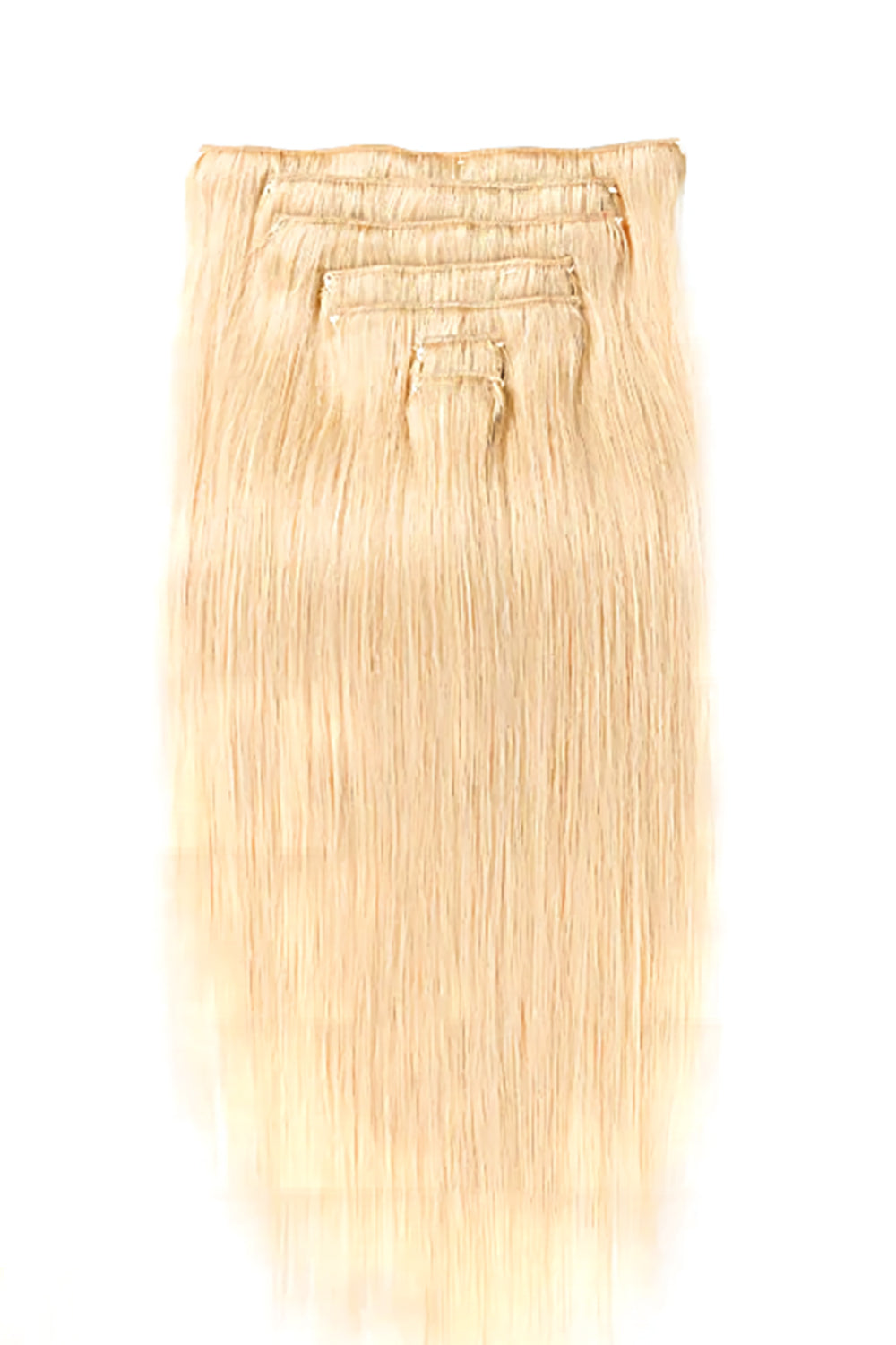 Blonde Clip-in-Haarerweiterungen aus menschlichem Haar, 7 Stück Spitzenrand Doppelkettchen.